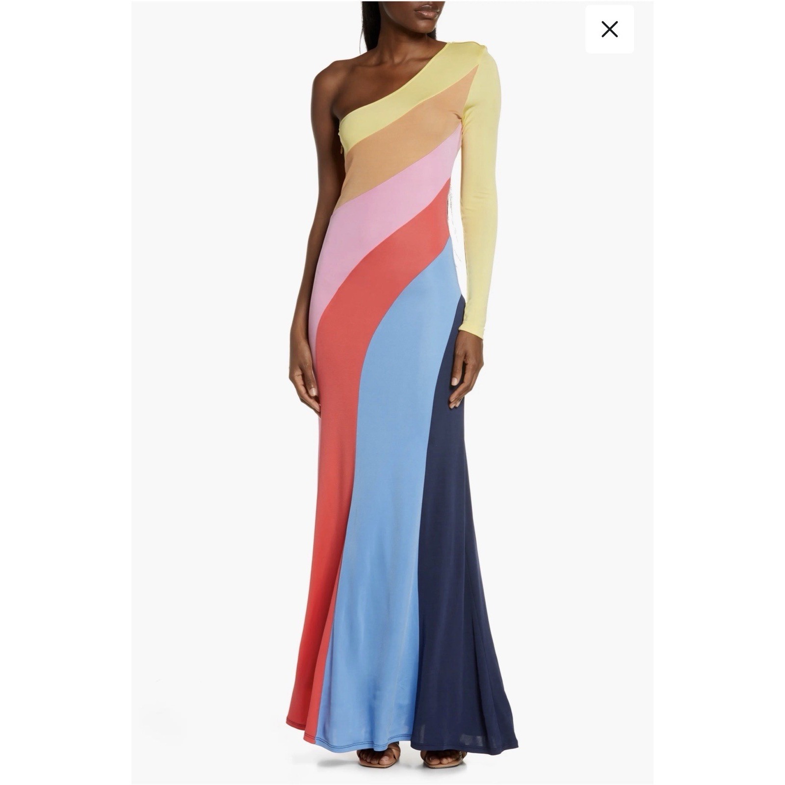 Nwt Staud Serena Color Blocked One Shoulder Maxi Dress M
